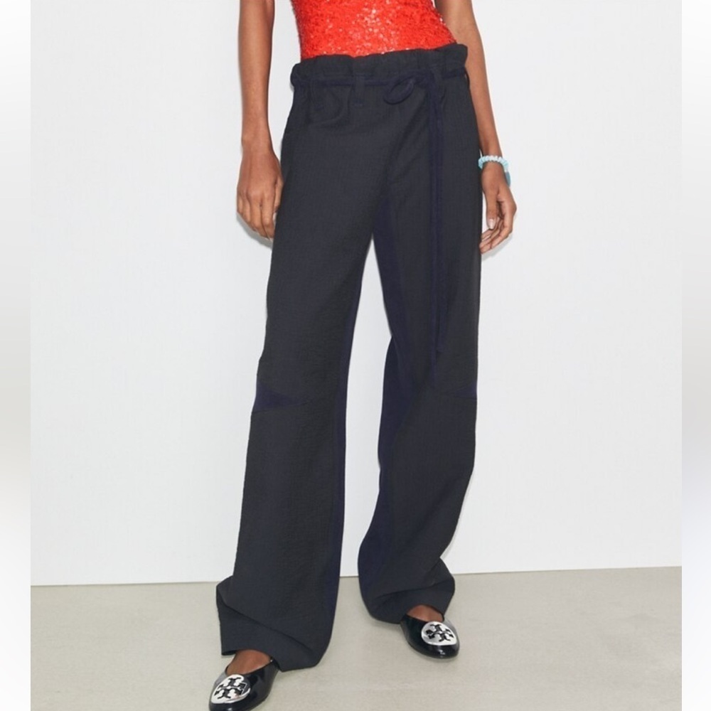 Tory Burch Wide Leg Black Linen Pants